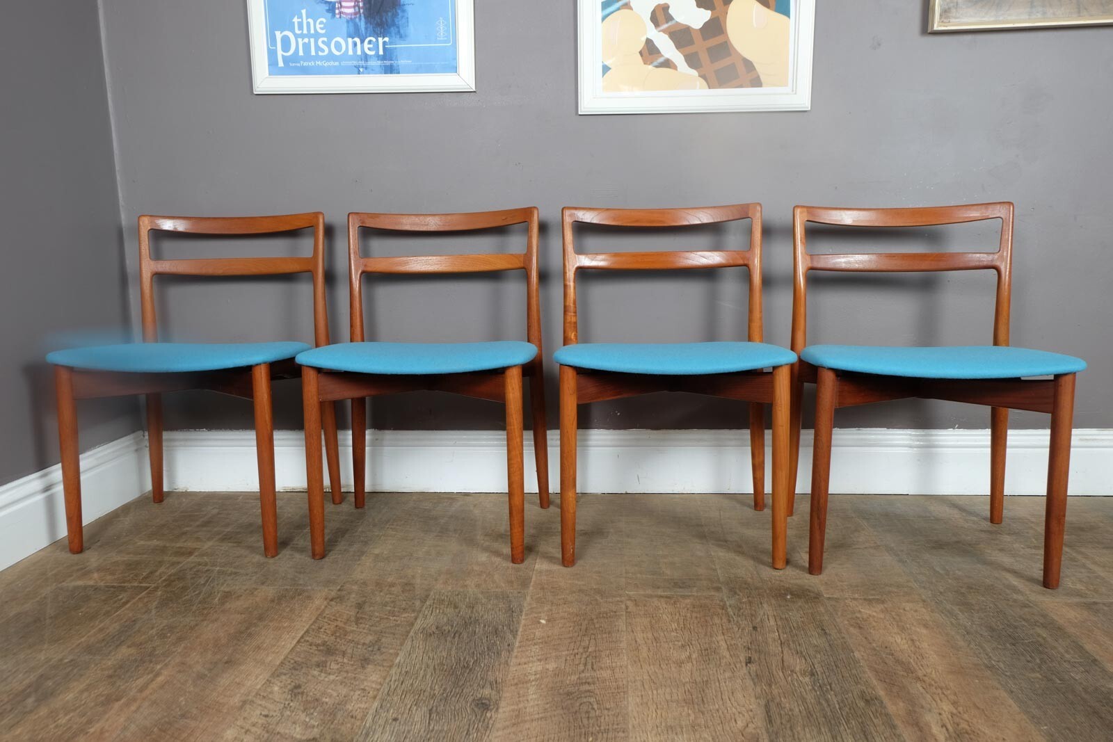 Vintage Set of 4 Teak Dining Chairs by Randers Model 61