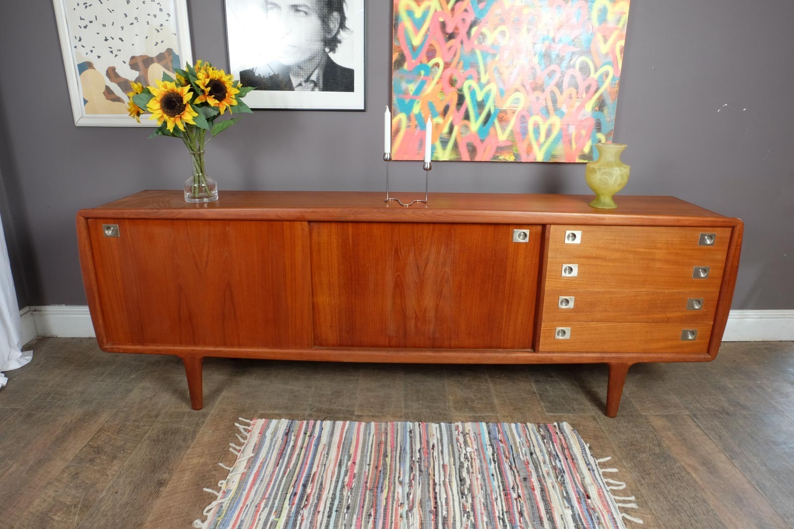 Vintage Large Danish Teak Sideboard by HP Hansen