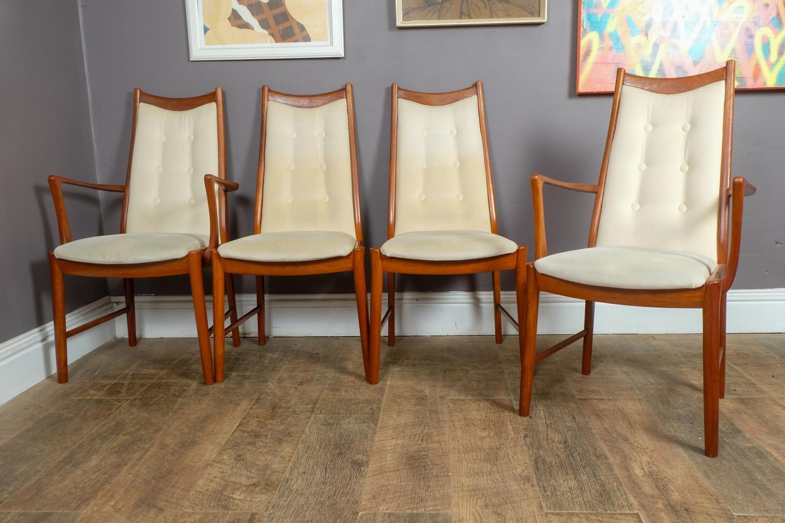 Vintage Large Mid century Teak Extending Dining Table and 6 McIntosh Chairs