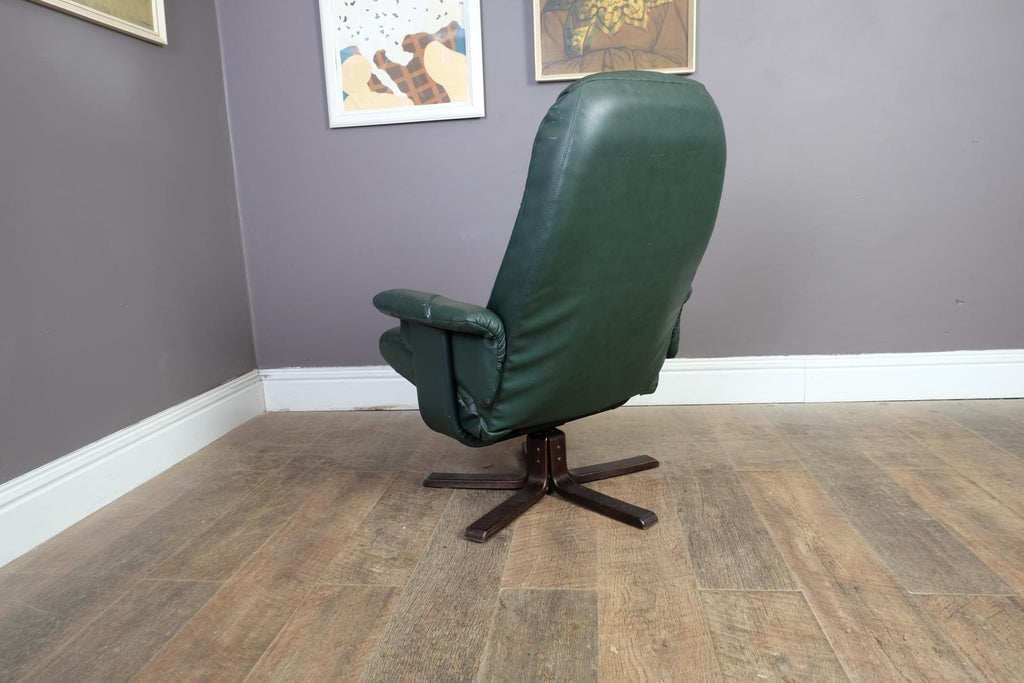 Vintage Retro Danish Reclining Armchair and Footstool by Unico