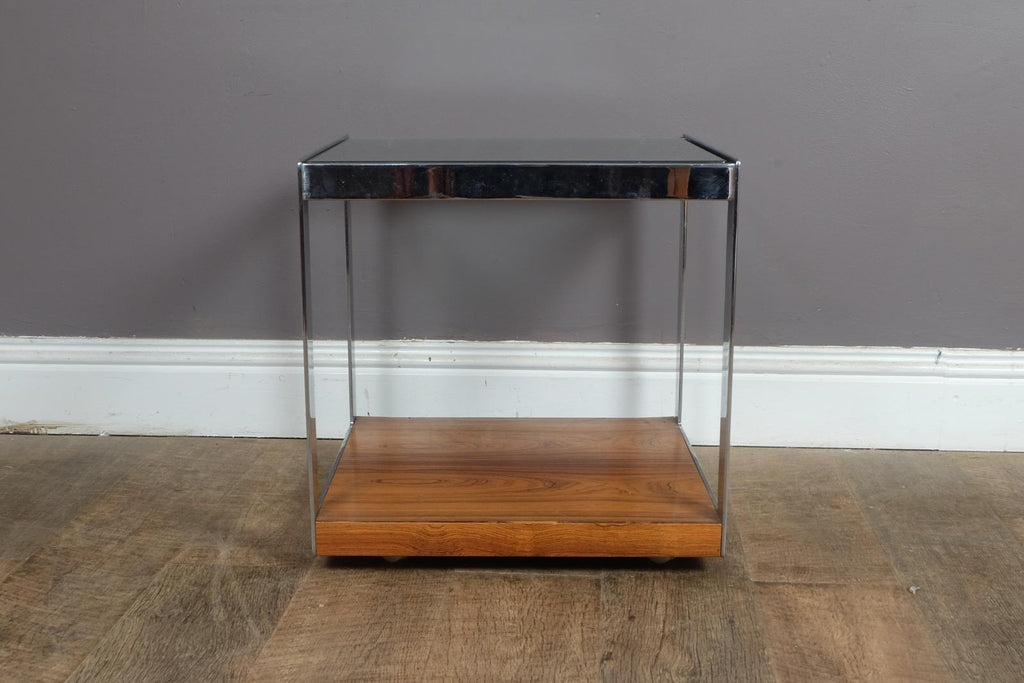 Vintage Retro Merrow Associates Chrome and Rosewood Sidetable