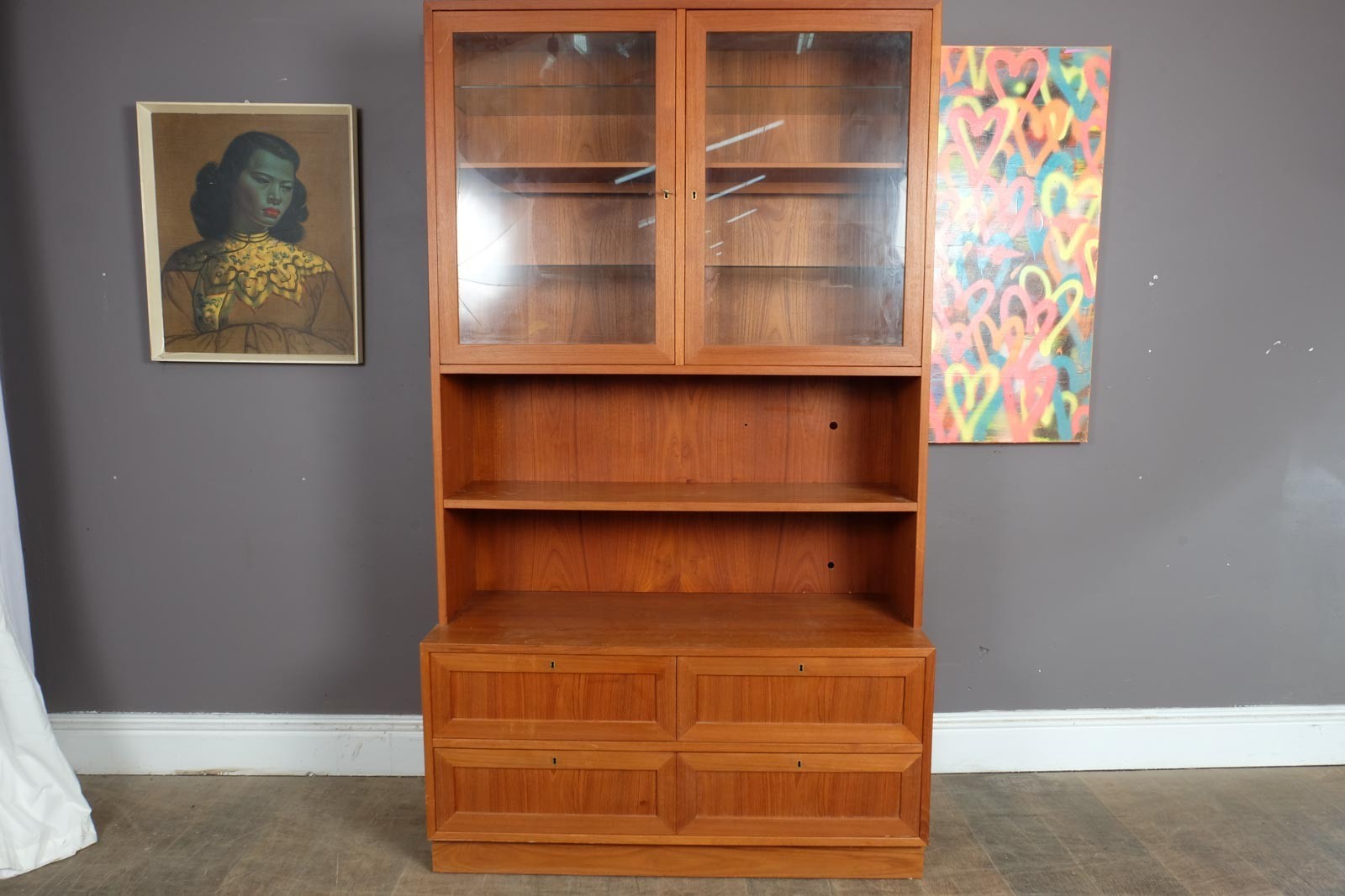 Vintage Retro Danish Mid Century Large Teak Wall Unit