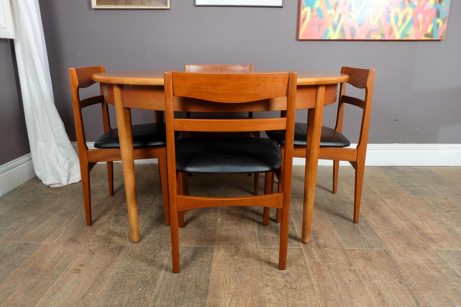 Vintage Retro Med Century Teak Extending Dining Table and 4 chairs by Nathan