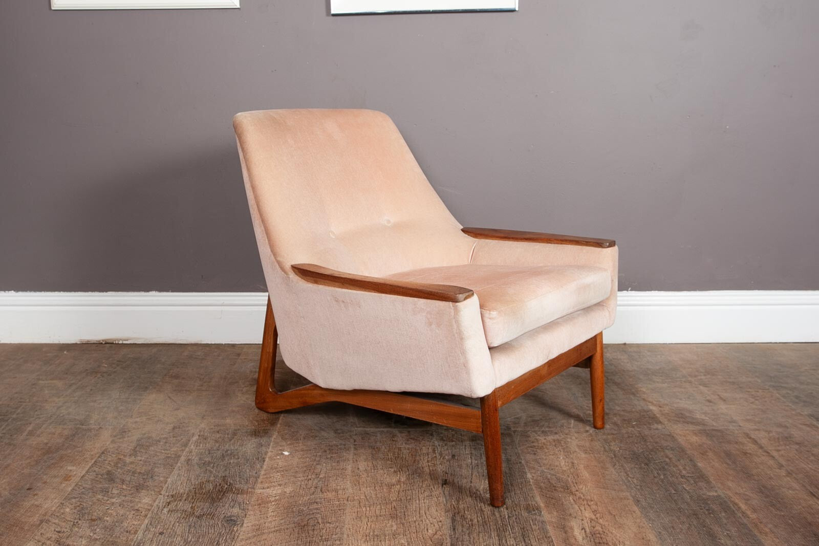 Vintage Mid Century Danish Style Low Back Arm Chair