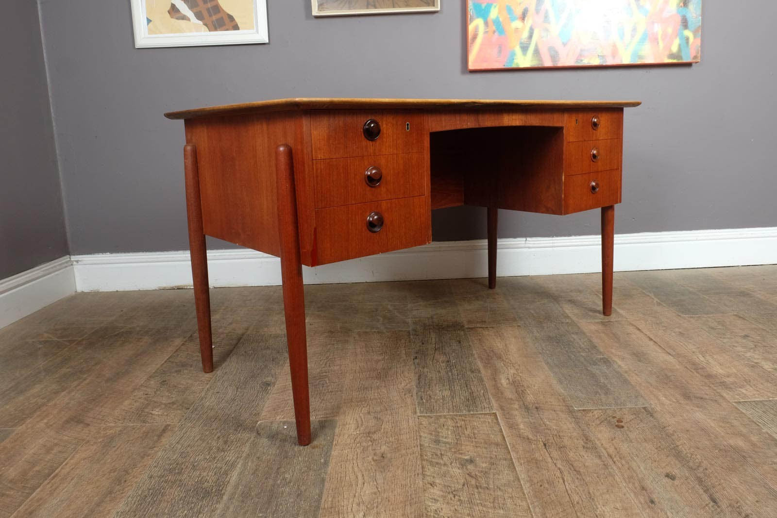 Vintage Danish Mid Century Teak Desk by P.A. Nielsen and Co