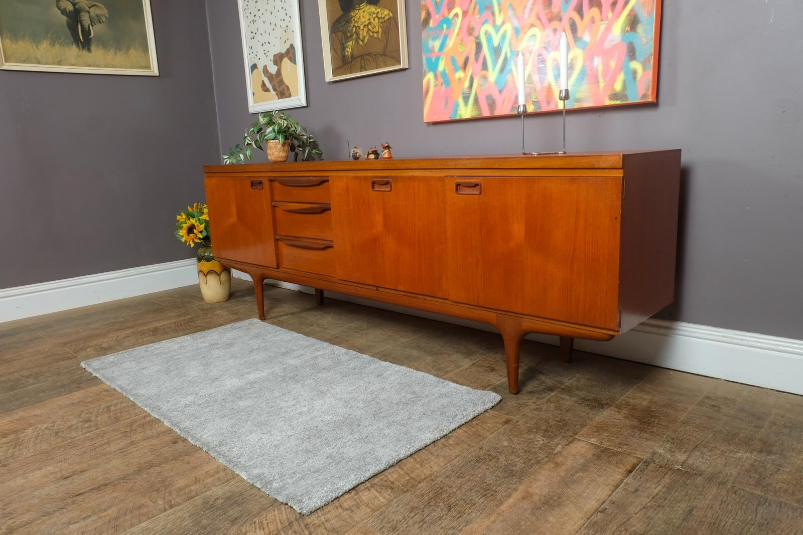 Vintage Retro Large Teak Long John Sideboard by Greaves and Thomas