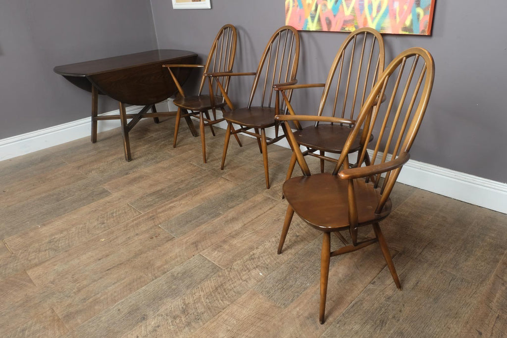Vintage Retro Golden Dawn Ercol Drop Leaf Dining Table and 4 Quakers