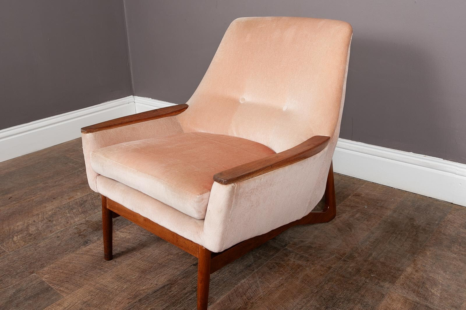 Vintage Mid Century Danish Style Low Back Arm Chair