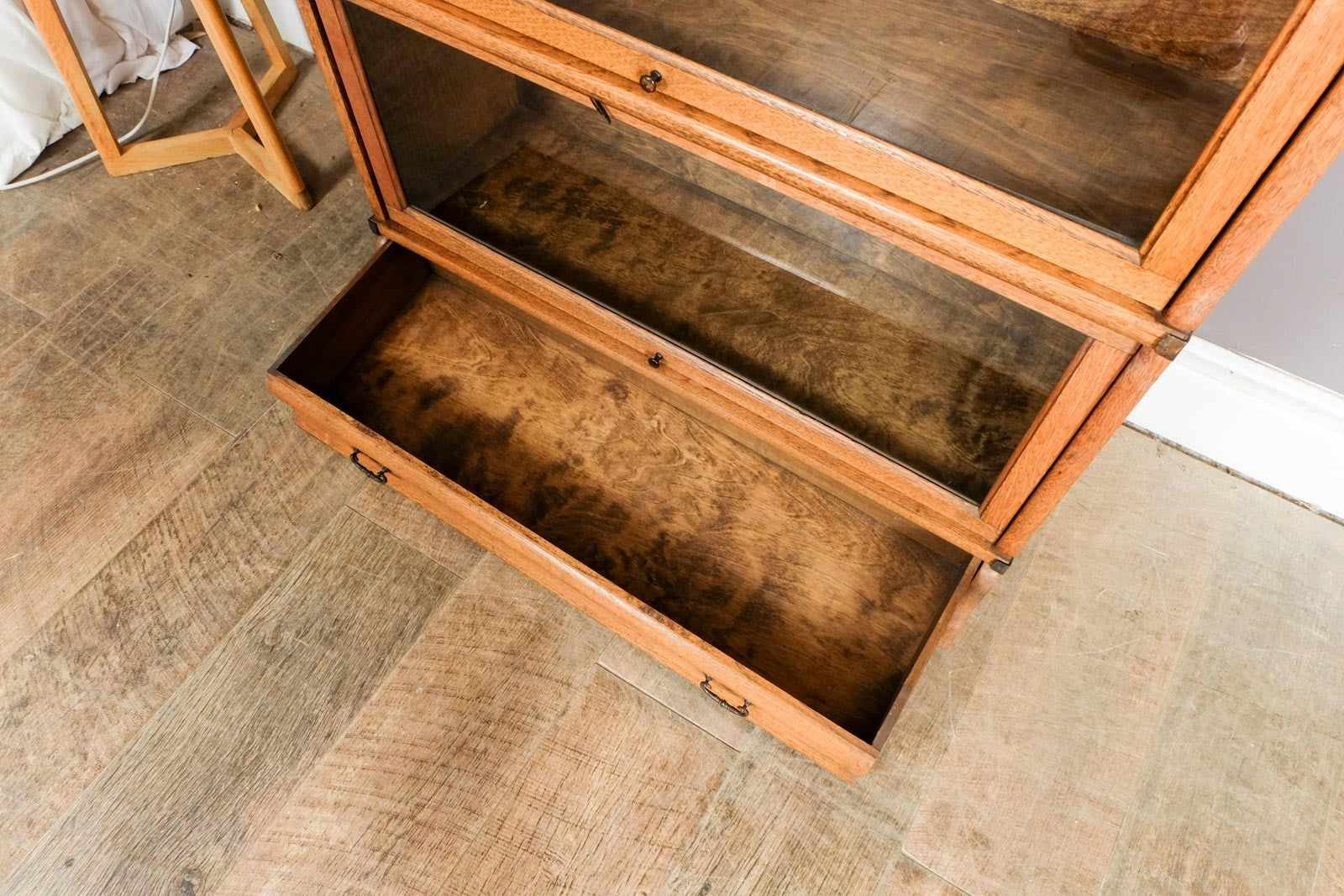 Antique Light Oak Stackable Barrister Bookcase Display Cabinet by Globe Wernicke