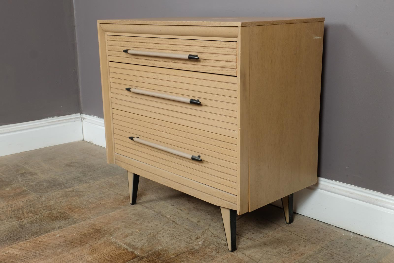 Vintage Retro Lightwood Chest of 3 Drawers by Lebus