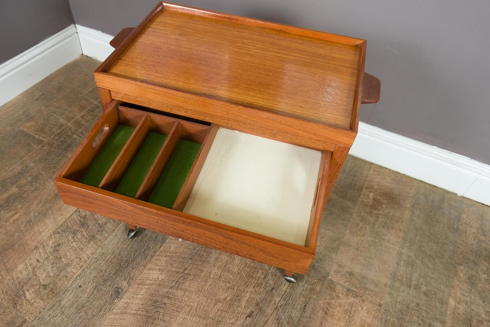 Vintage Mid Century Danish Teak Drinks Trolley Tea Trolley
