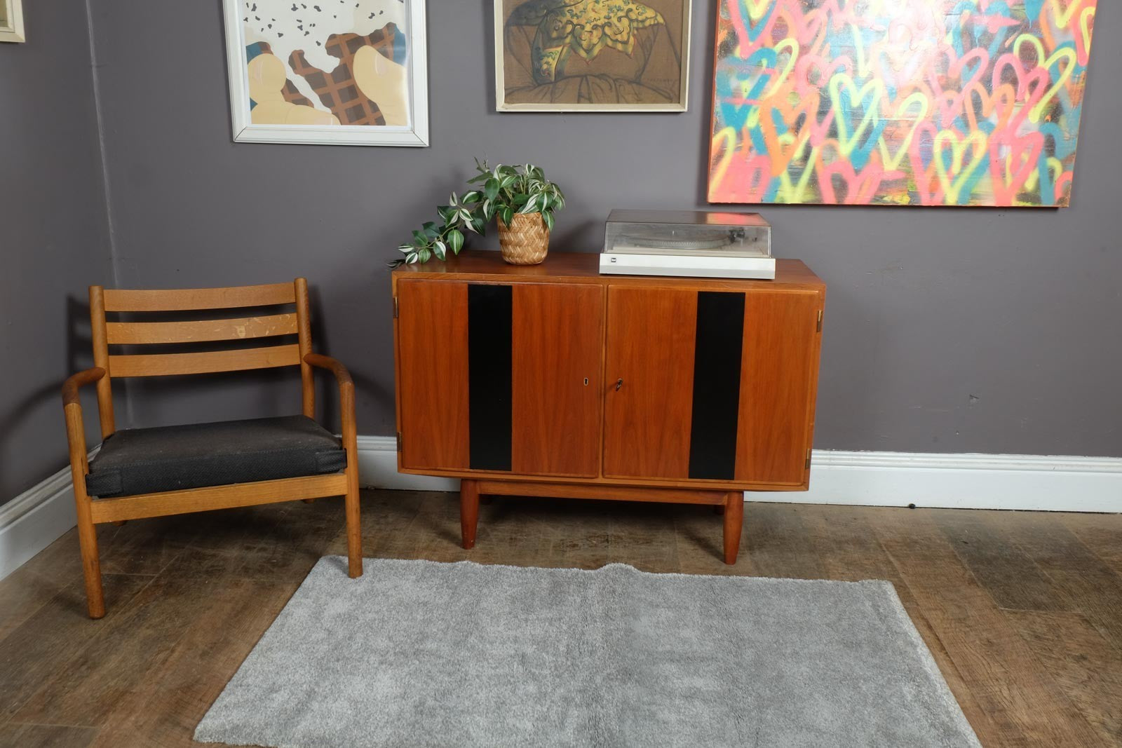 Vintage Retro Danish Paul Hundevad Record Cabinet Sideboard
