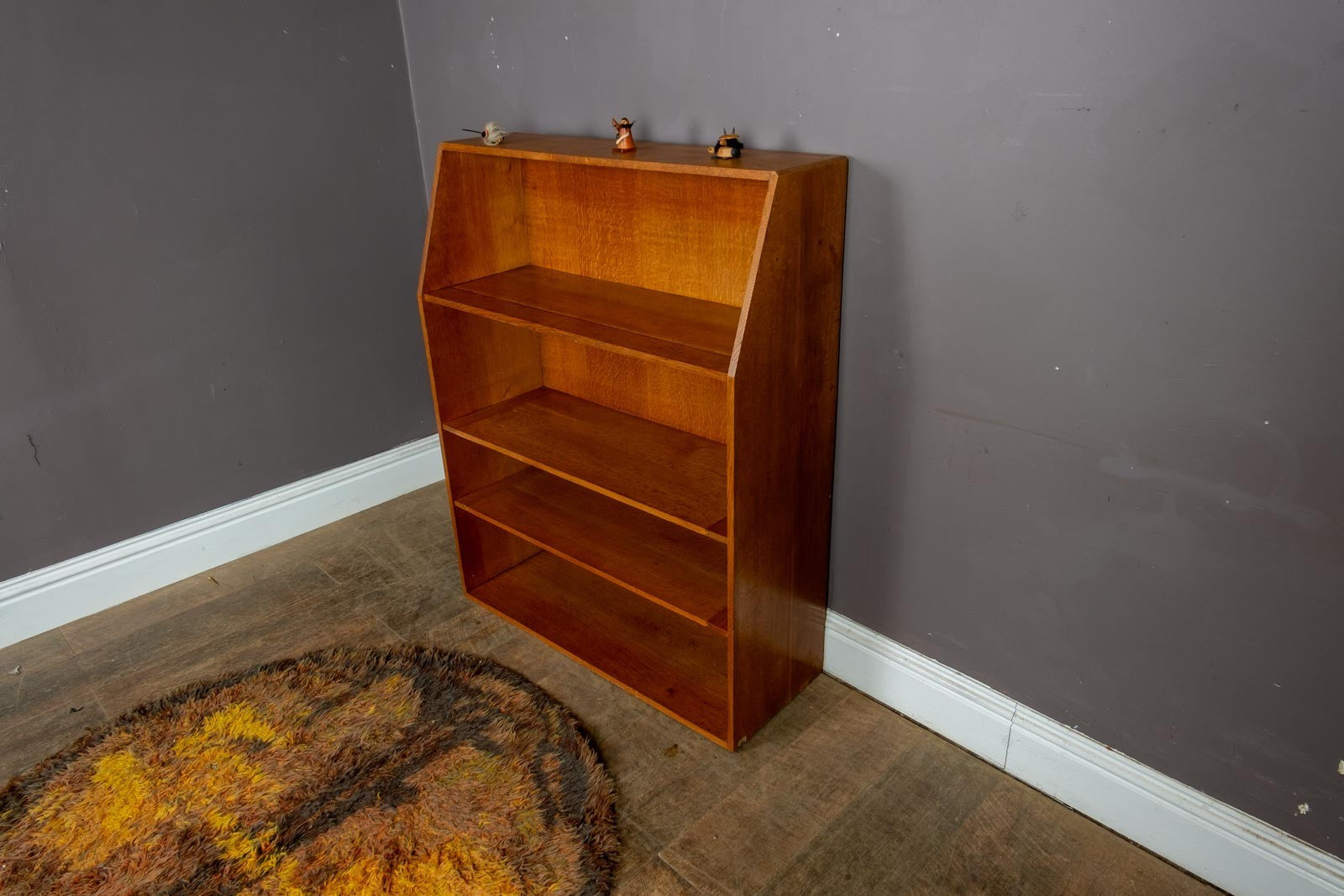 Vintage Retro Mid Century Light Oak Bookcase