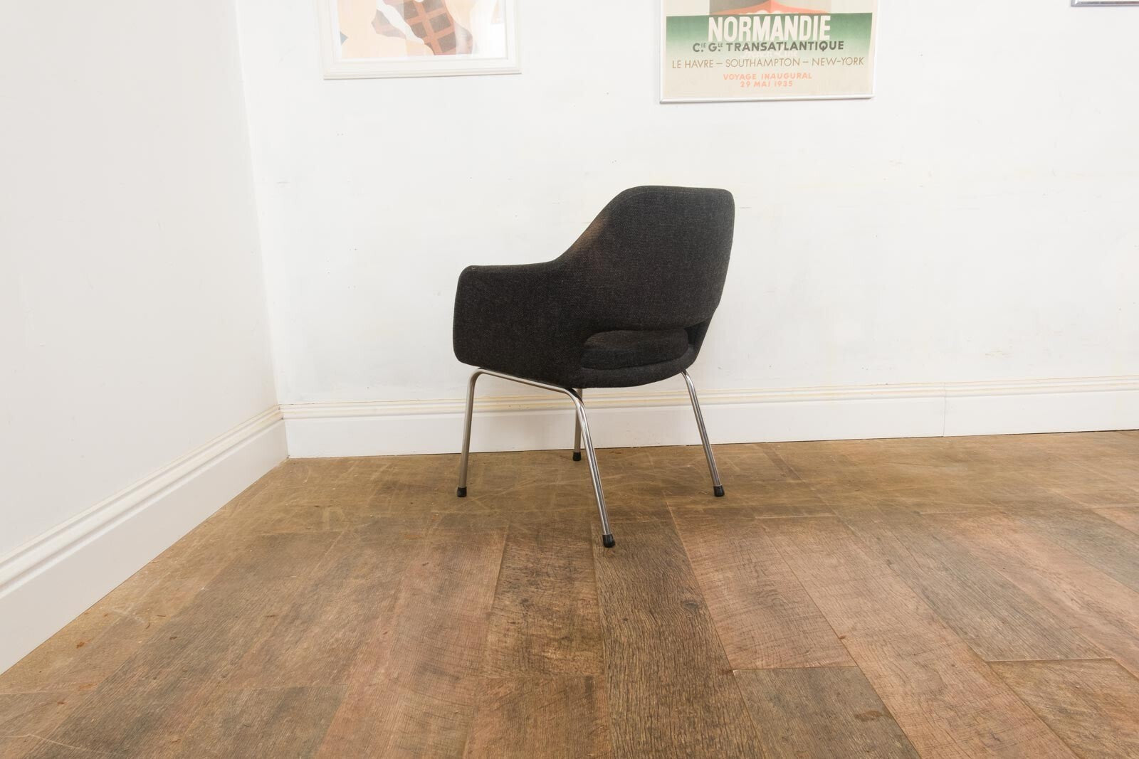 Vintage Retro Fabric and Vinyl Conference Desk Chair