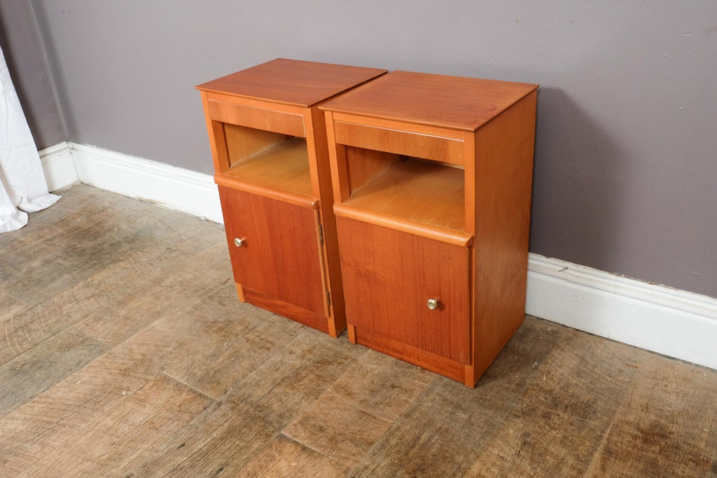 Vintage Retro Pair of Teak Mid Century Bedside Tables