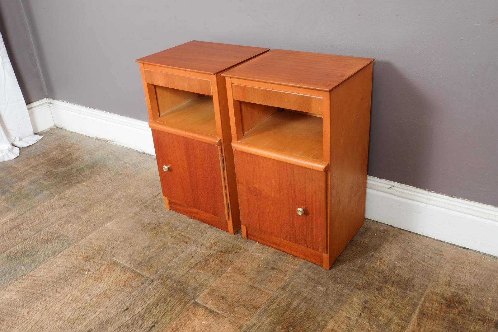 Vintage Retro Pair of Teak Mid Century Bedside Tables