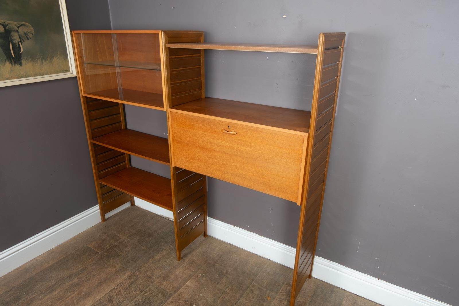 Vintage Retro 2 bays of Teak Wooden Ladderax - record storage