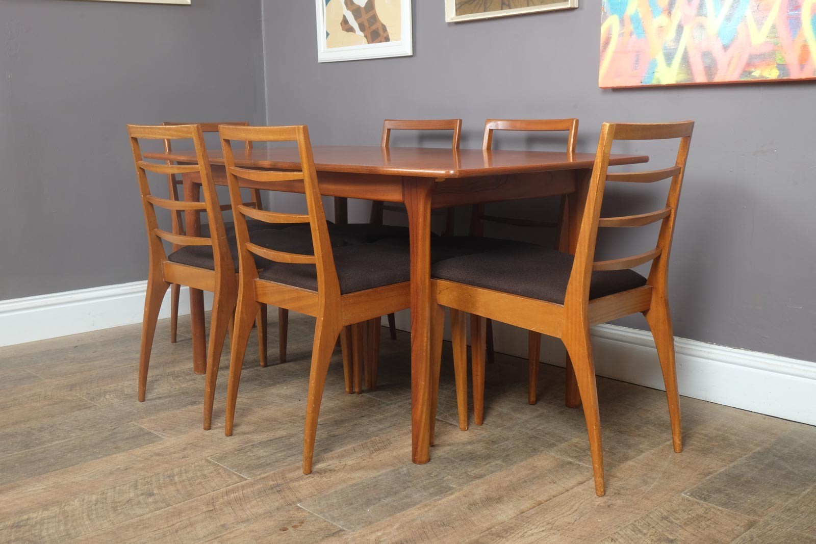 Vintage Retro Mid Century eak Extending Dining Table and 6 Chairs