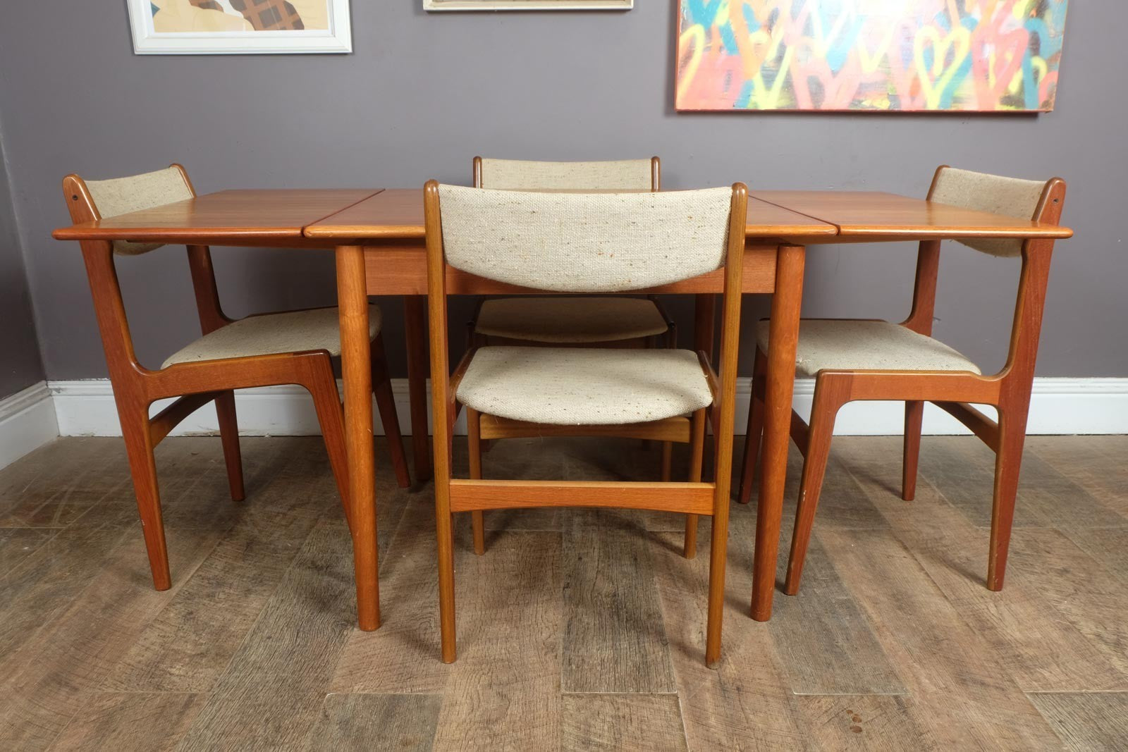 Vintage Retro Small Danish Teak Dining Table and 4 Chairs by AM Mobler
