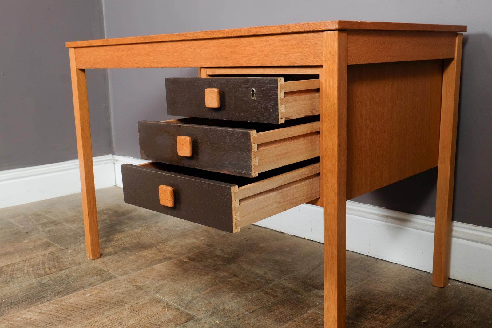 Vintage Mid Century Modern Danish Teak Desk by Domino Mobler