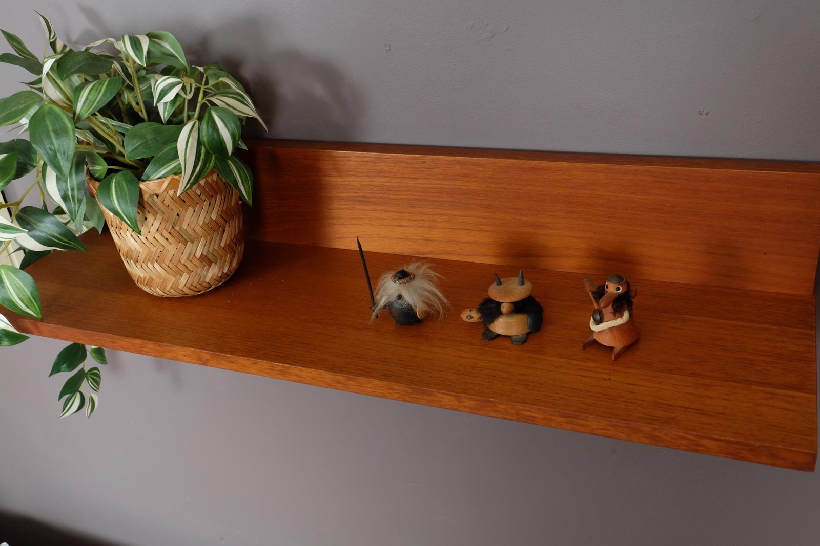 Vintage Retro Large Floating Teak Shelf by Beaver and Tapley