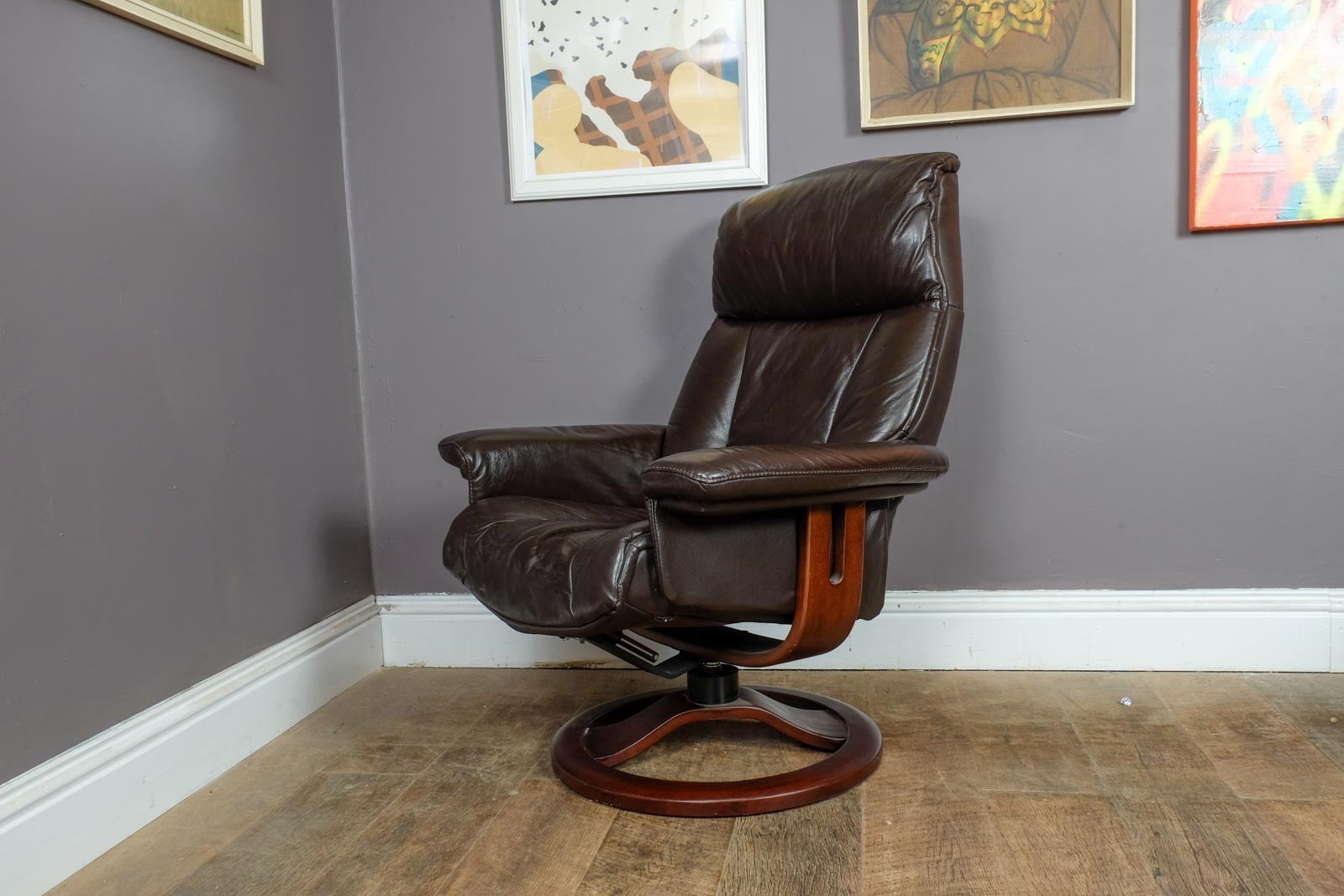 Vintage Retro Dark Brown Reclining Armchair