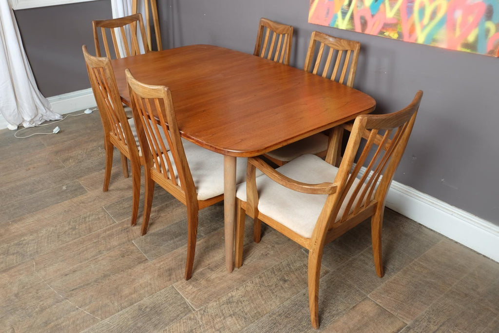 Vintage Retro G Plan Oval Teak DIning Table and 6 High Back Chairs