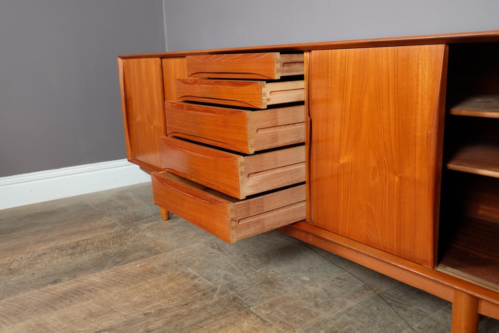 Vintage Large Danish Teak Sideboard by Dyrlund