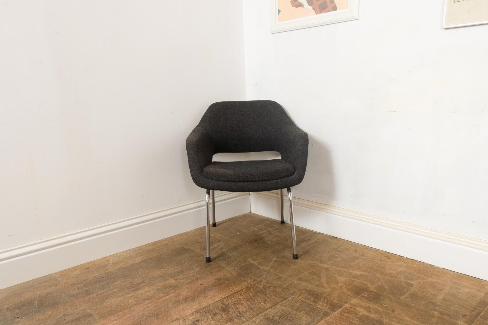 Vintage Retro Fabric and Vinyl Conference Desk Chair