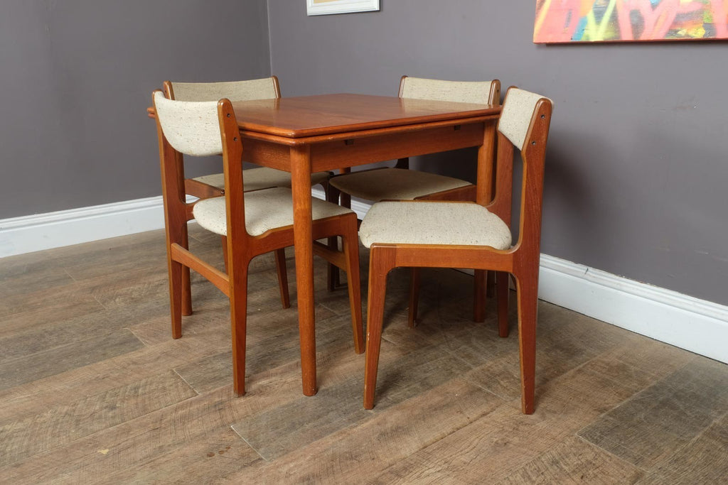 Vintage Retro Small Danish Teak Dining Table and 4 Chairs by AM Mobler