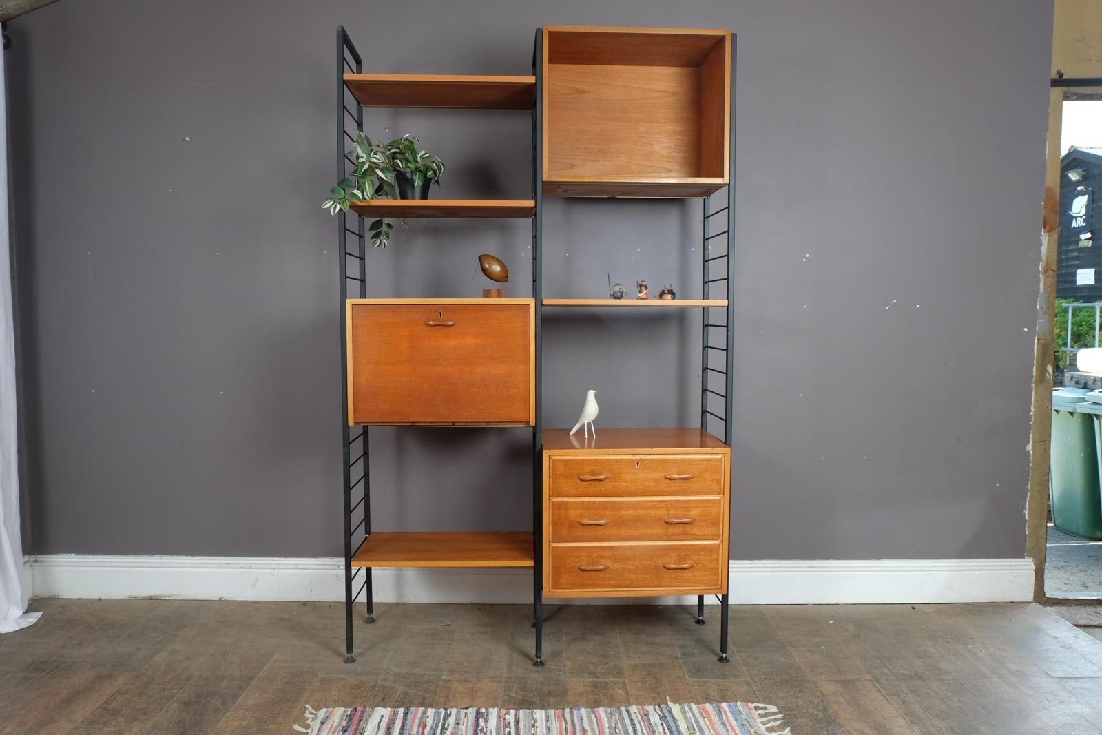 Vintage Retro 2 Bays of Narrow Staples Ladderax in Teak