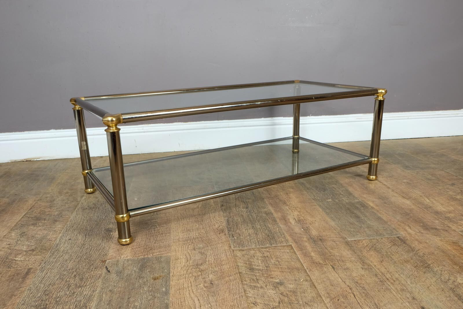 Vintage Retro Chrome and Brass 1970s Coffee Table