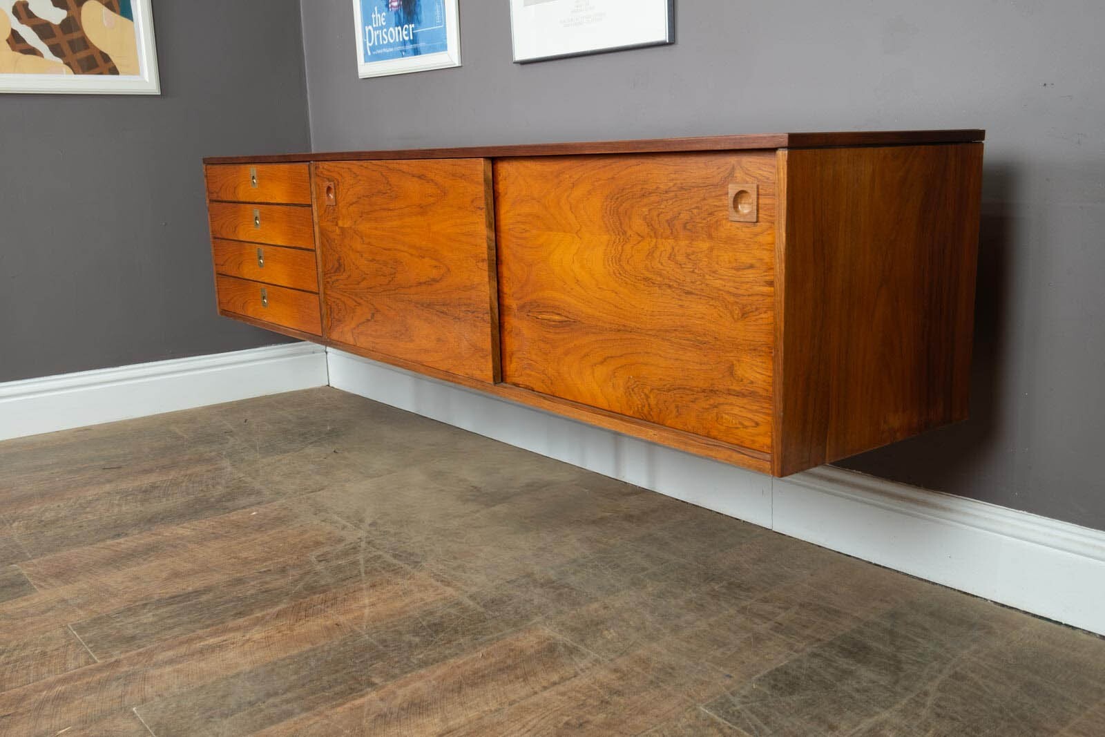 Vintage Retro Archie Shine Rosewood Wall Mounted Dorrington Sideboard