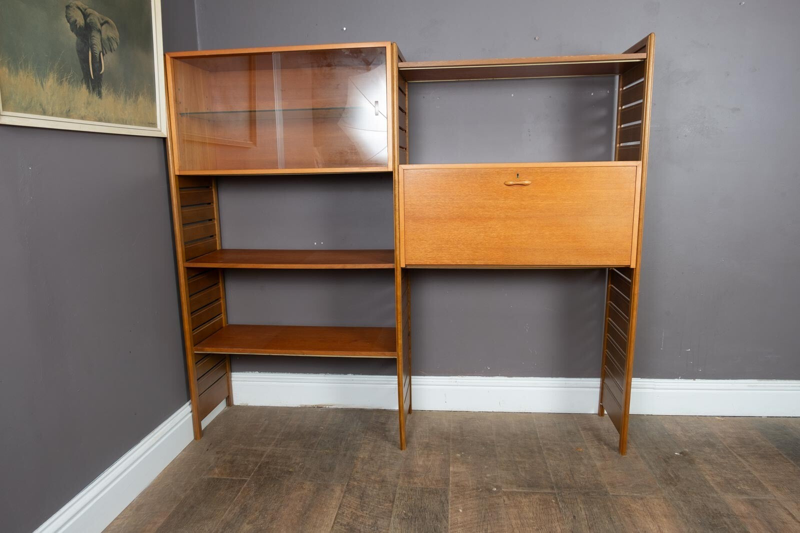 Vintage Retro 2 bays of Teak Wooden Ladderax - record storage