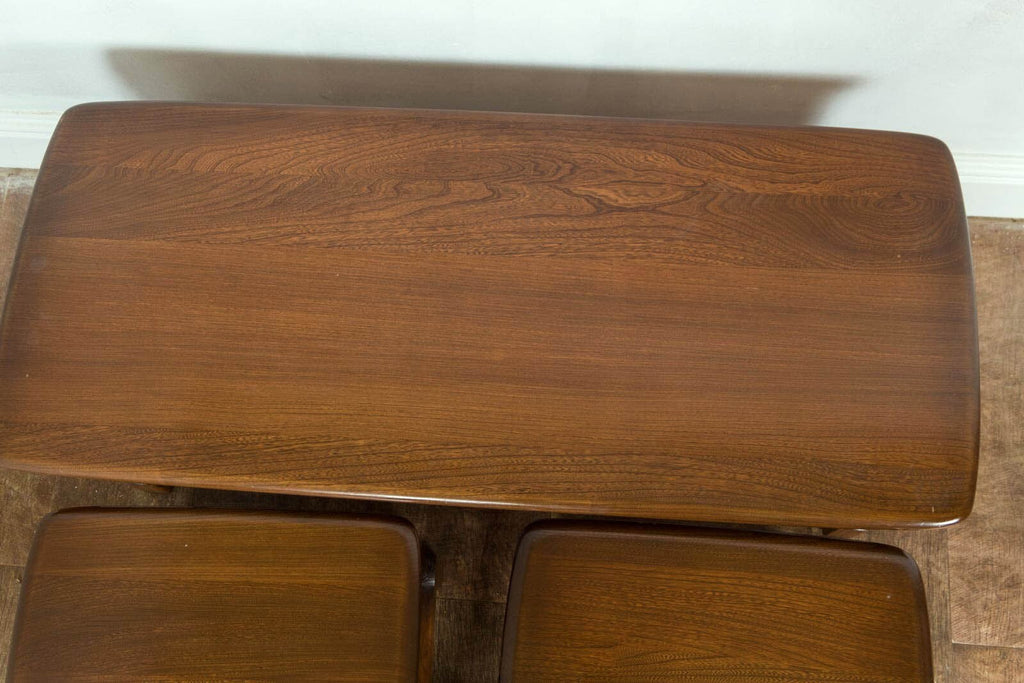 Vintage Retro Ercol Old Colonial Trinity Dark Elm Nest of Tables