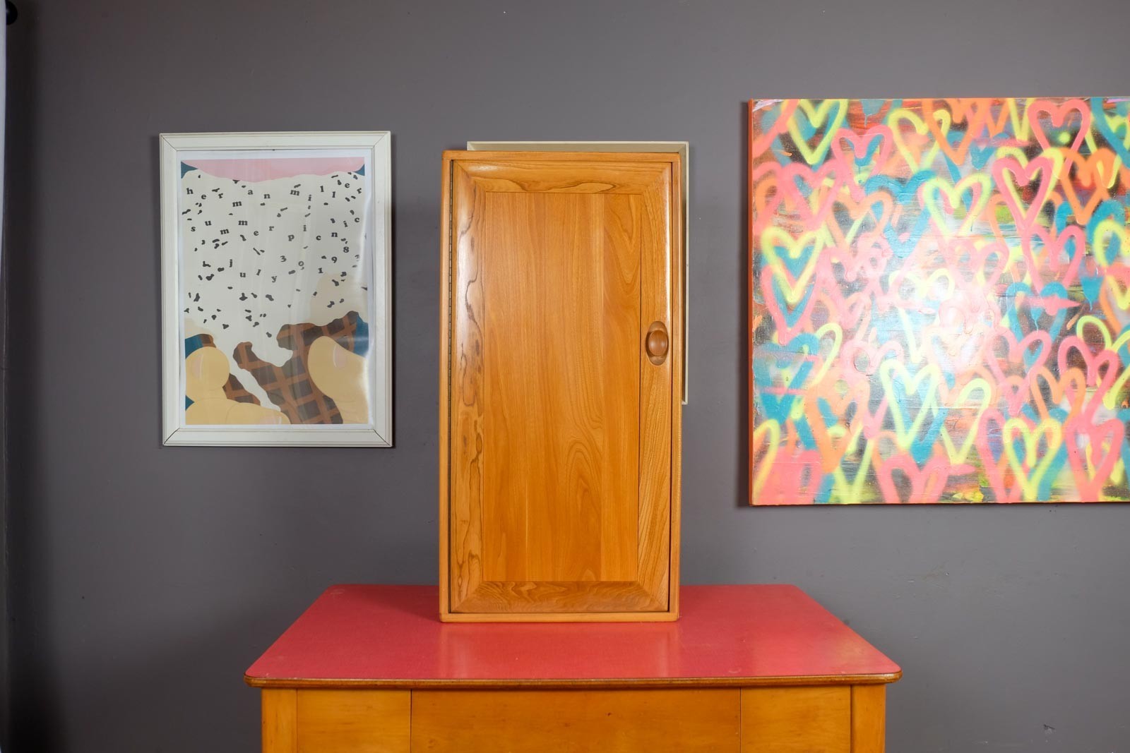 Vintage Retro Ercol Light Elm Display Unit Cabinet