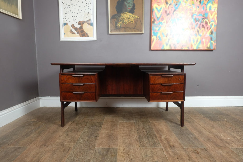 Vintage Danish Rosewood Desk Model 75 by Omann Jun