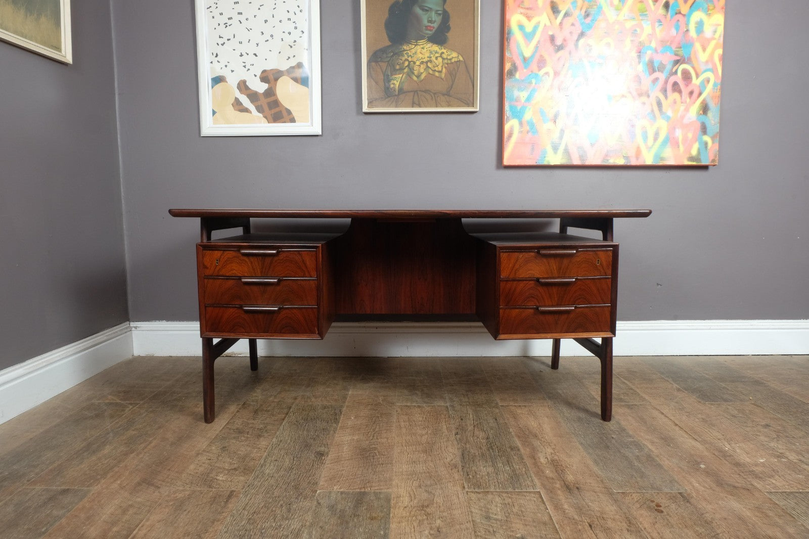 Vintage Danish Rosewood Desk Model 75 by Omann Jun