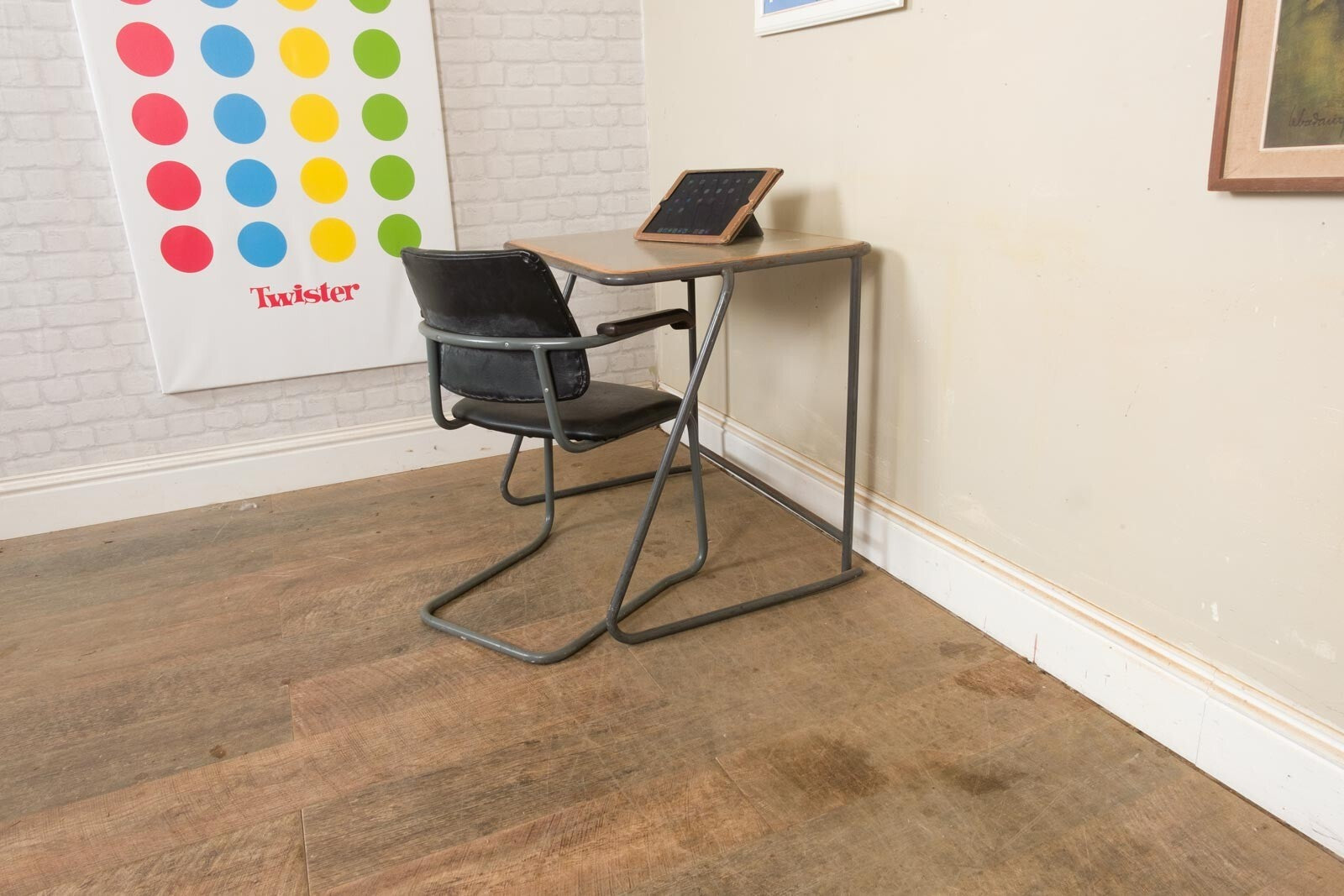 Vintage Retro Small Industrial School Desk and Chair - 10 available