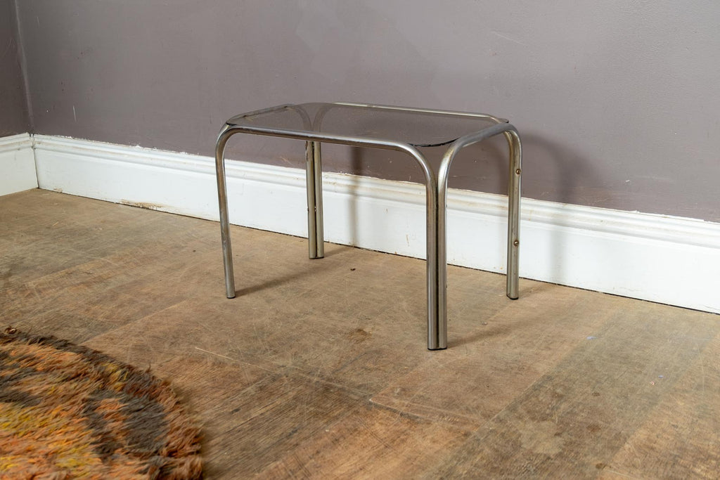 Vintage Retro Chrome and Glass Side Table