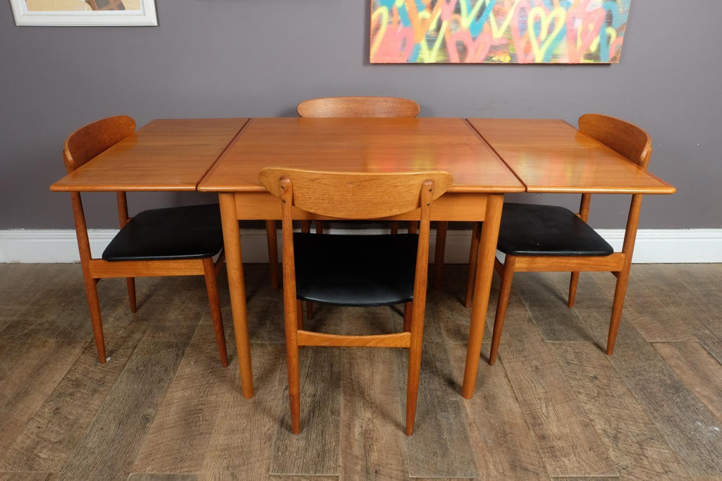 Vintage Small Danish Teak Extending Dining Table and 4 Chairs