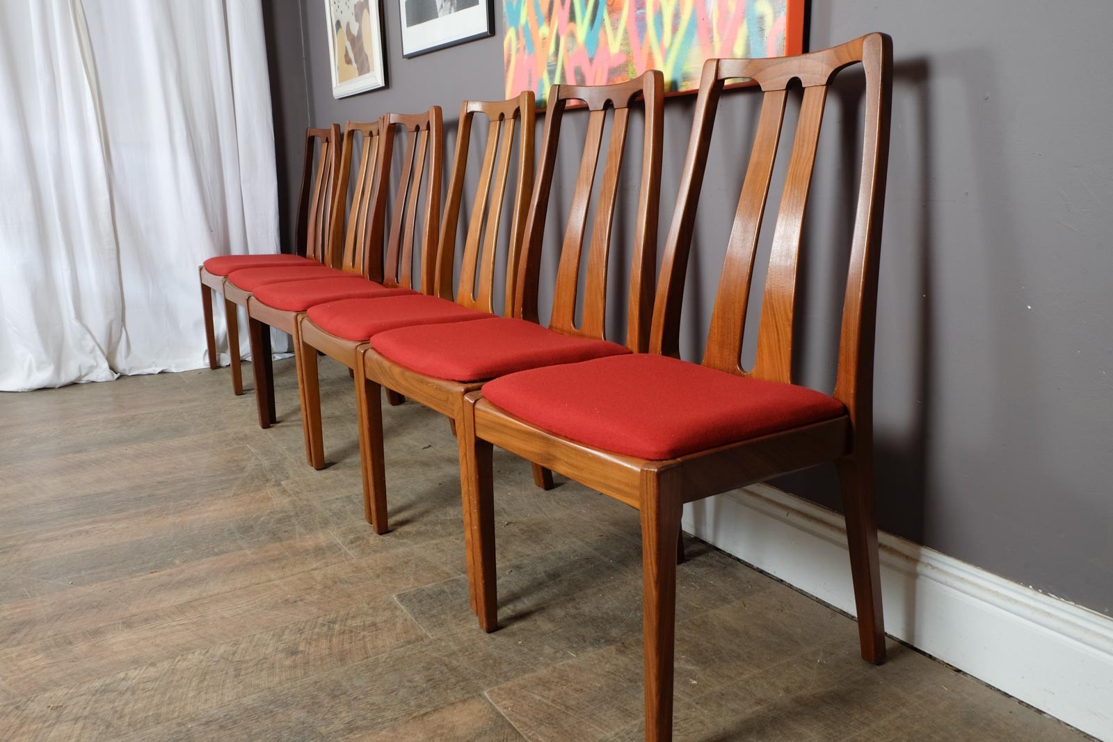 Vintage Mid Century Oval Teak DIning Table and 6 Chairs by Nathan Furniture