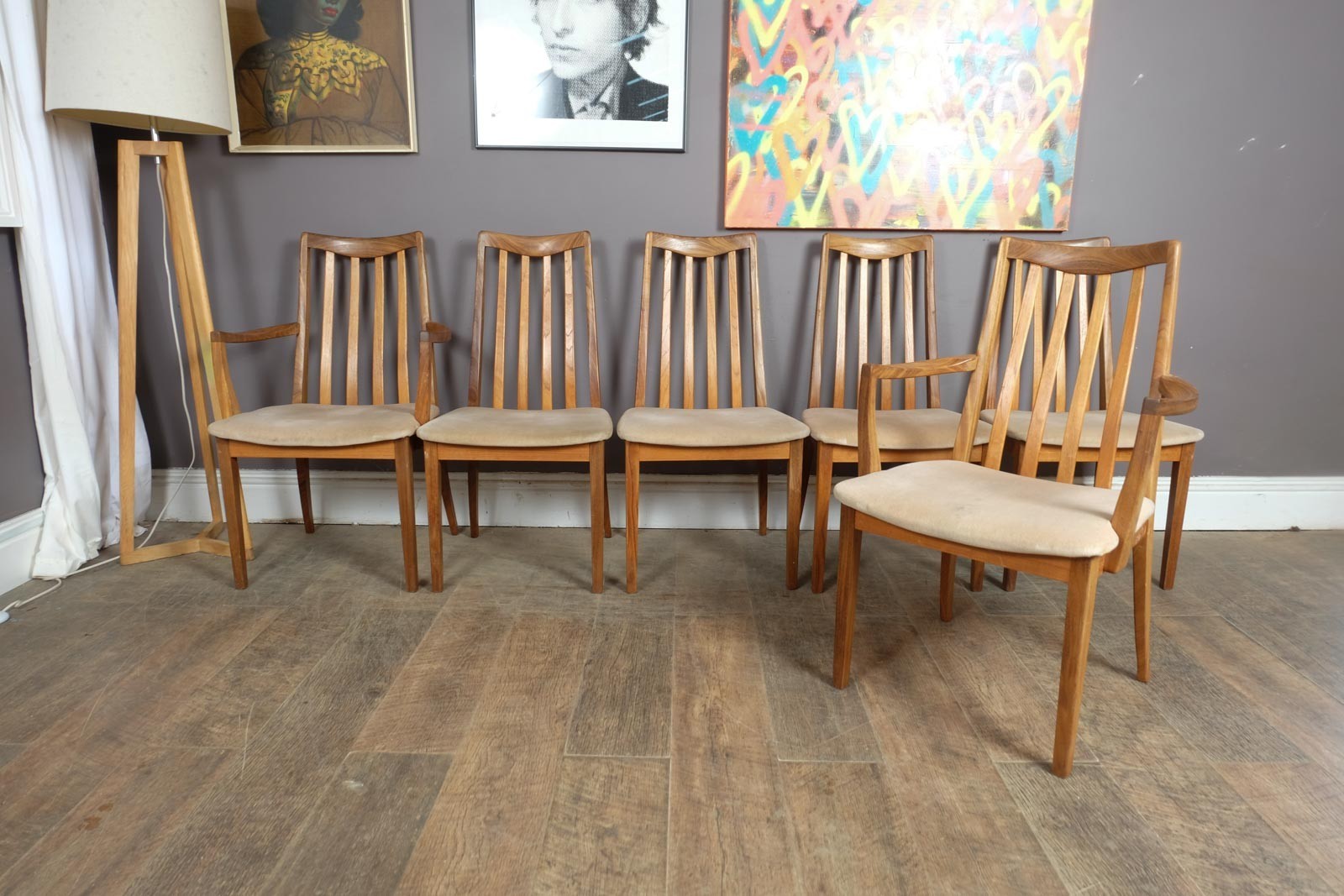 Vintage Retro G Plan Oval Teak DIning Table and 6 High Back Chairs
