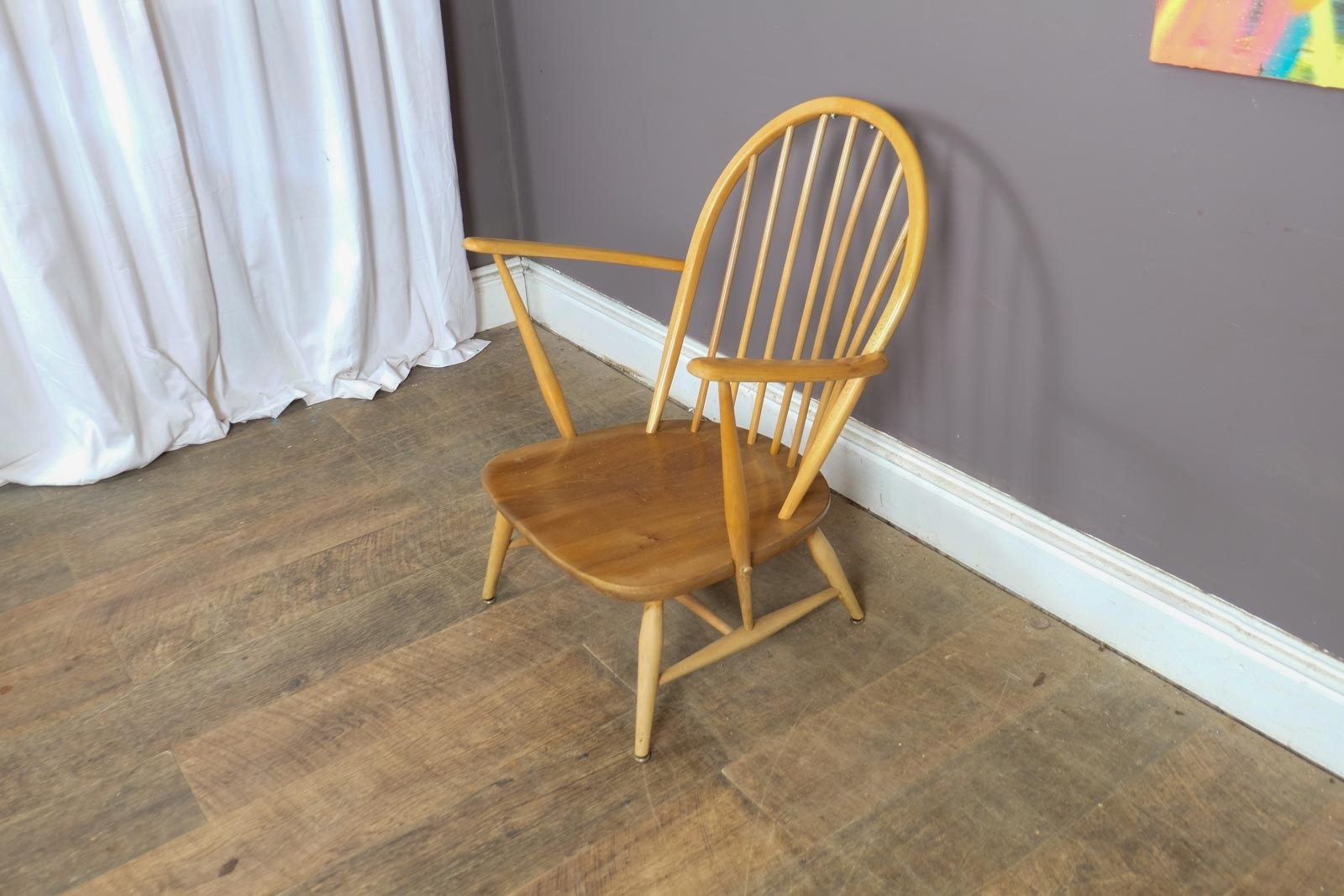 Vintage Retro Ercol Light Elm Windsor Arm Chair Model 305