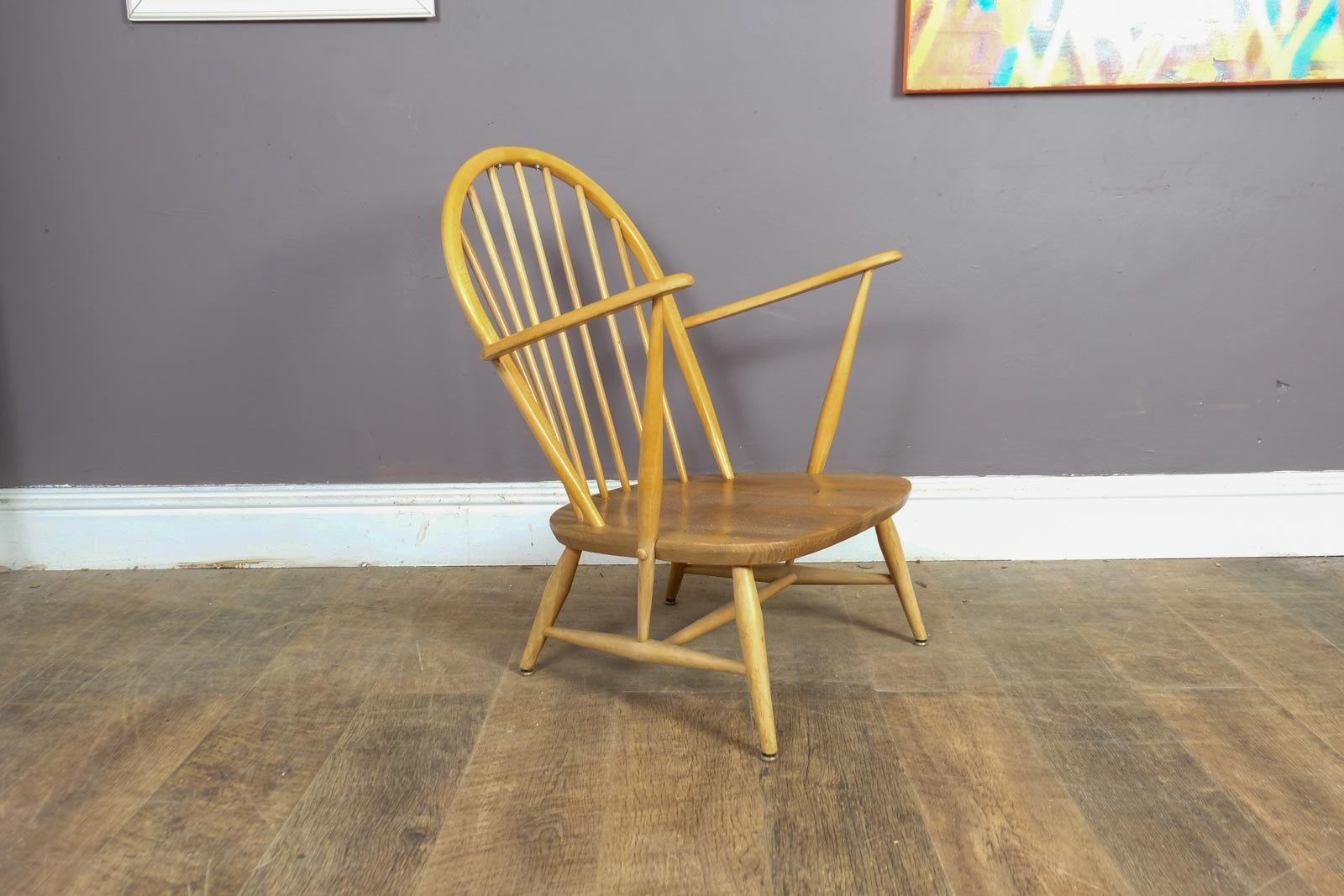 Vintage Retro Ercol Light Elm Windsor Arm Chair Model 305