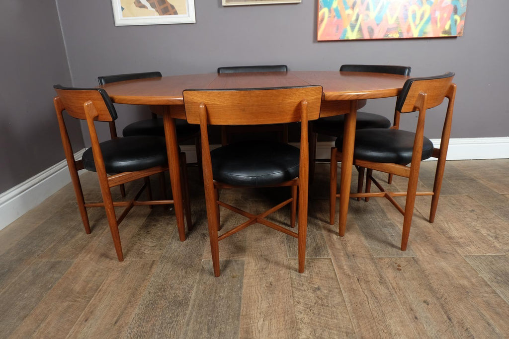 Vintage G Plan Fresco Circular Teak Dining Table and 6 Chairs by VB Wilkins