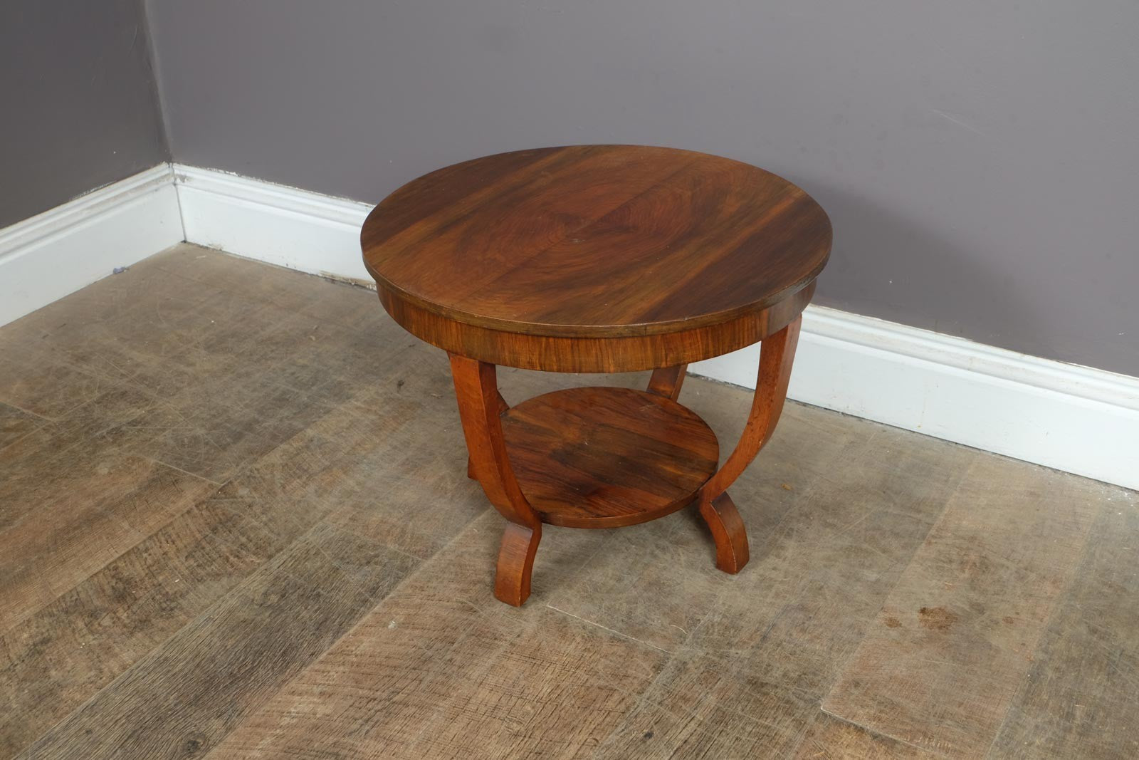 Antique Art Deco Figured Walnut Side Table