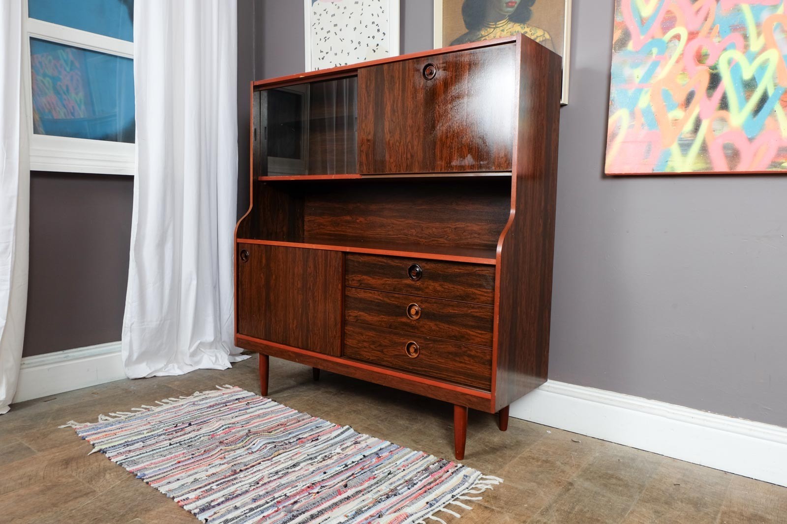 Vintage Retro Rosewood Mid Century Highboard by Schreiber
