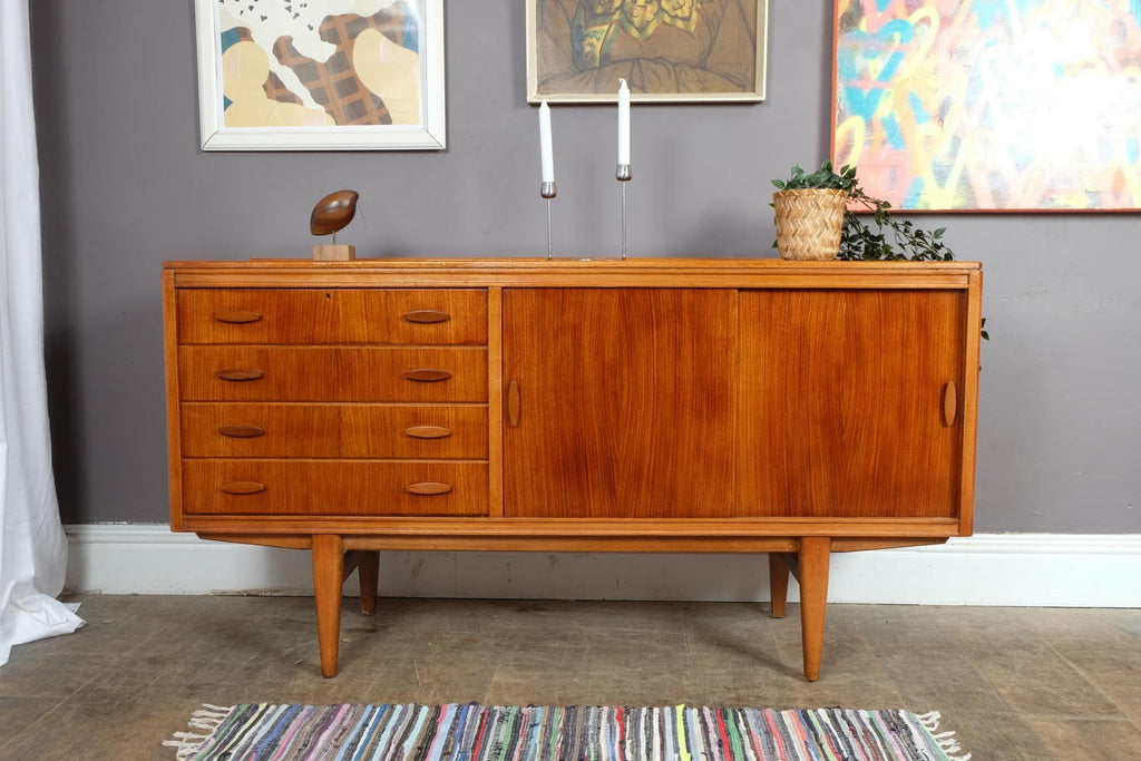 Vintage Mid Century Danish Style Small Teak Sideboard