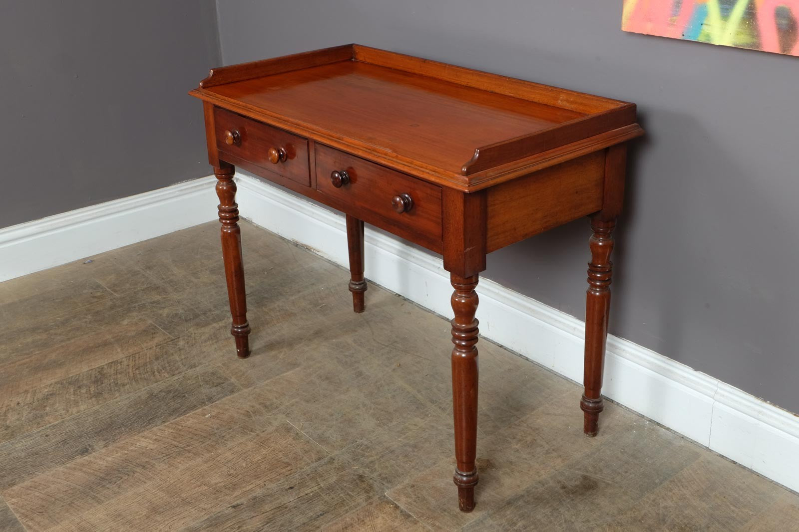Vintage Retro Victorian Mahogany Writing Desk Console Table